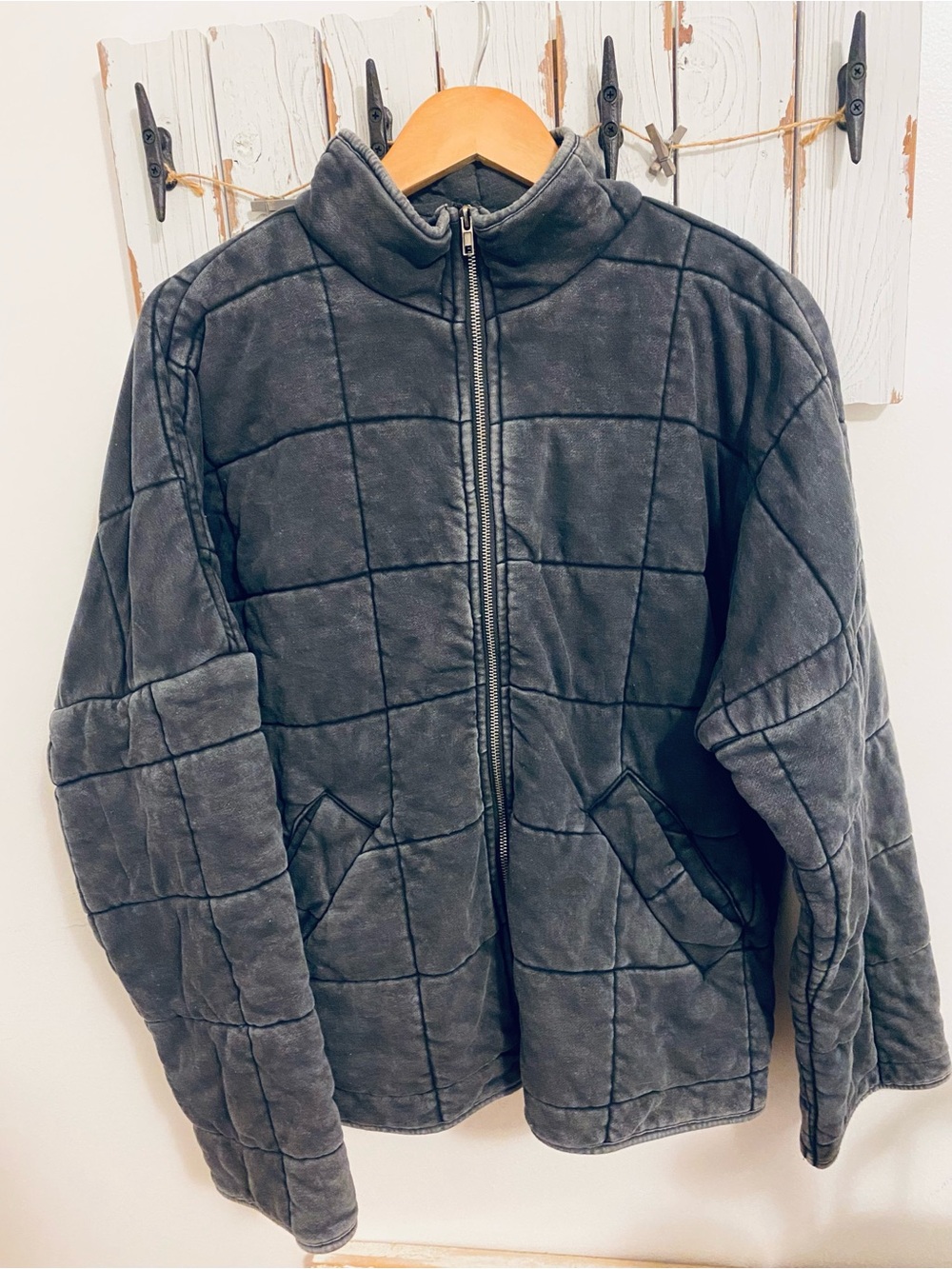 Quilted Zipper Front Jacket in Charcoal Gray Old Navy